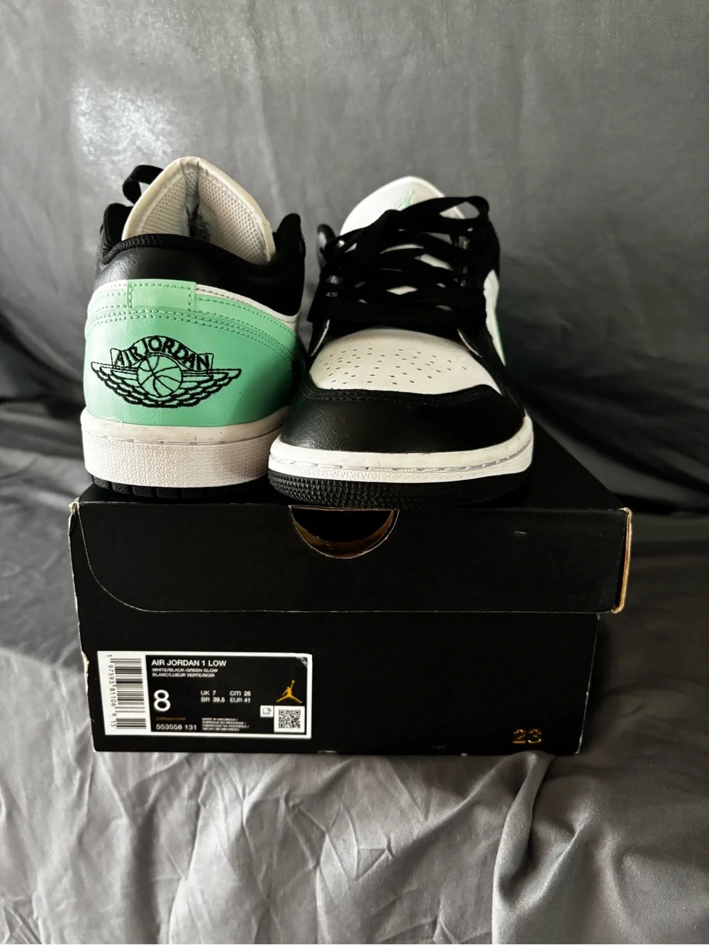 Jordan Men's Black & White Low-Top Sneakers with Mint Jumpman